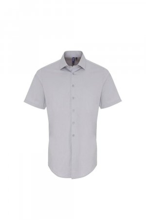 Рубашка из поплина стрейч с короткими рукавами , серебро Premier