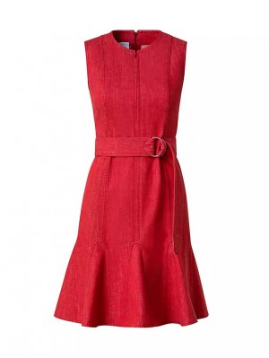 Мини-платье из эластичного хлопка с поясом , красный Akris Punto