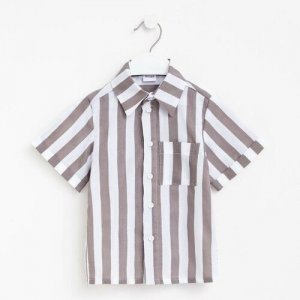 Школьная рубашка , размер 98 см, белый, коричневый Minaku. Цвет: белый/коричневый/коричневый-белый