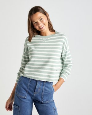 Женский свитер вязки в рисовую полоску с круглым вырезом Green Coast