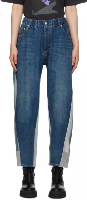 Синие и серые джинсы со вставками Undercover