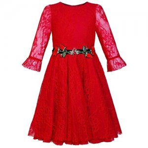 Платье для девочки AL999526 черного цвета 6 лет Aletta. Цвет: красный