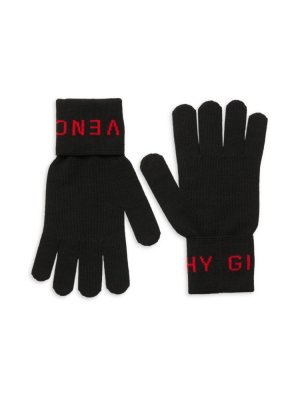 Шерстяные перчатки с логотипом , цвет Black Red Givenchy