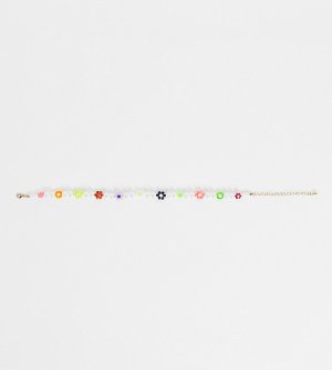 Ожерелье-чокер из искусственного жемчуга с бусинами-цветочками в стиле 90-х Inspired-Разноцветный Reclaimed Vintage