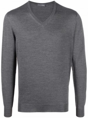 V-neck knitted jumper Drumohr. Цвет: серый