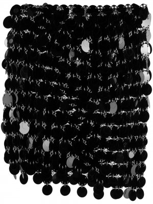 Юбка мини с пайетками Paco Rabanne. Цвет: черный