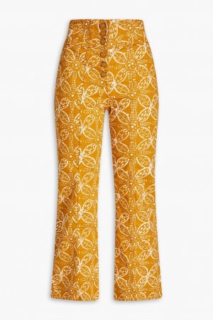 Расклешенные джинсы Ellis с высокой посадкой и цветочным принтом ULLA JOHNSON, горчичный Johnson