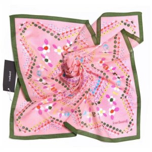 Розовый женский шейный платок 10625 Cacharel. Цвет: мультиколор/розовый
