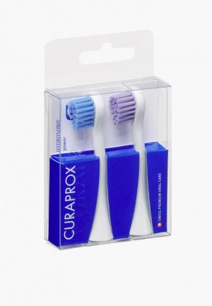 Комплект насадок для зубной щетки Curaprox Hydrosonic PRO, максимально эффективной чистки, жесткая щетина Pro Power, набор из 2 штук. Цвет: белый