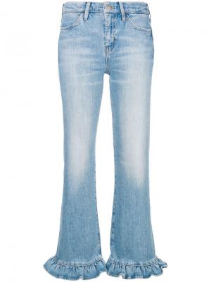 Расклешенные джинсы с оборочной отделкой Mih Jeans. Цвет: синий