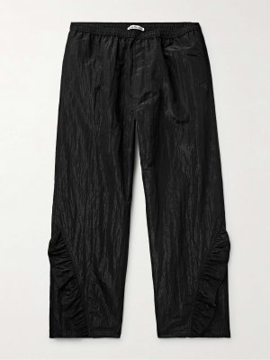 Широкие брюки Porondo из мятого нейлона с оборками и рипстопом ACNE STUDIOS, черный Studios