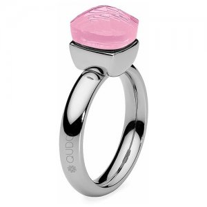 Кольцо , розовый, серебряный Qudo