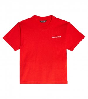 Хлопковая футболка с логотипом , красный Balenciaga Kids