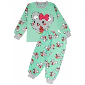 Пижама для девочек kids мышка цв. ментоловый р.122 6520-01 Bonito