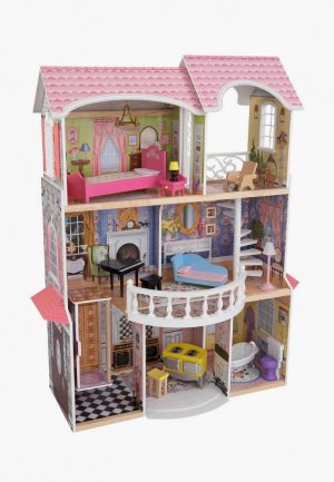 Дом для куклы KidKraft Магнолия, с мебелью 13 предметов в наборе, свет, звук, кукол 30 см, подарочной упаковке. Цвет: разноцветный