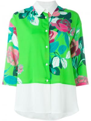 Рубашка с цветочным принтом IM Isola Marras I'M. Цвет: зелёный