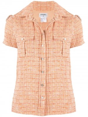 Твидовая рубашка Sports Line Chanel Pre-Owned. Цвет: оранжевый