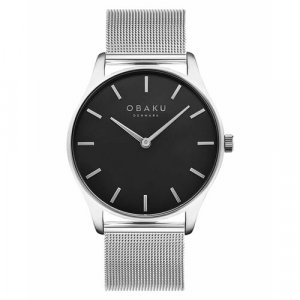 Наручные часы , серебряный, черный OBAKU. Цвет: черный/серебристый