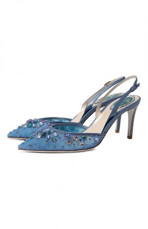 Комбинированные туфли Rene Caovilla. Цвет: голубой