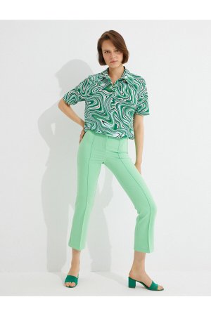 Укороченные брюки со строчкой , зеленый Koton