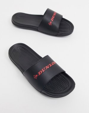 Черные шлепанцы с логотипом -Черный Dunlop