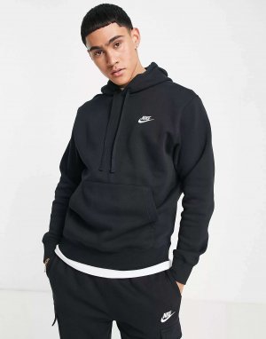Черный пуловер с логотипом-галочкой Nike. Цвет: черный