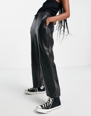 Черные брюки галифе из искусственной кожи -Черный цвет ASOS DESIGN
