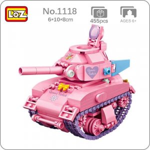 1118 армейский военный розовый танк с сердечным приступом, модель автомобиля «сделай сам», мини-конструкторы, кирпичи, строительные игрушки для детей, подарок без коробки LOZ