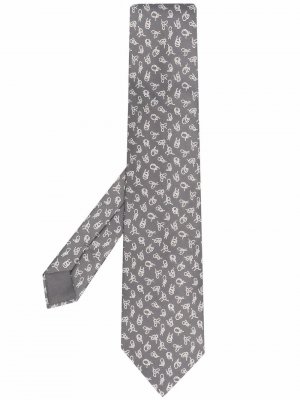 Галстук 2000-х годов с узором Hermès. Цвет: серый
