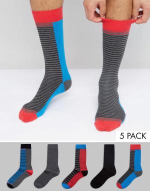 Набор из 5 пар носков в полоску Urban Eccentric. Цвет: мульти