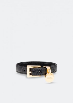 Браслет PRADA Leather bracelet, черный
