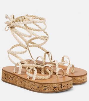 Кожаные сандалии Caryatis на платформе, бежевый Ancient Greek Sandals