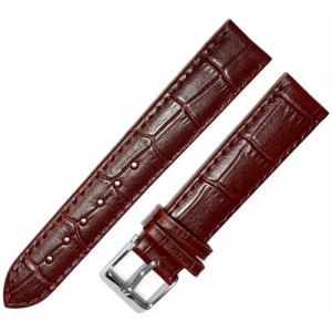 Ремешок 1805-01-6-2 П Kroko KAGAWA Бордовый коричневый кожаный ремень 18 мм для часов наручных из кожи натуральной мужской женский Ardi. Цвет: бордовый