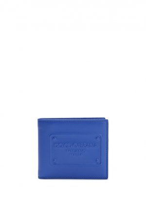 Мужской кожаный кошелек с синим логотипом Dolce&Gabbana