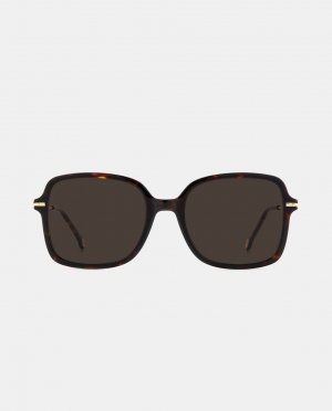 Женские квадратные солнцезащитные очки из ацетата гаваны с металлическими дужками , коричневый Carolina Herrera