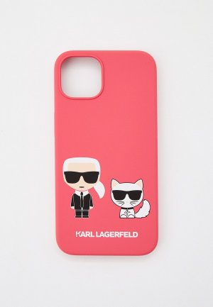 Чехол для iPhone Karl Lagerfeld 13, Liquid silicone & Choupette Fushia. Цвет: розовый