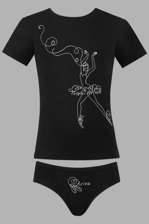 Комплект: футболка, трусы Arina Ballerina. Цвет: черный