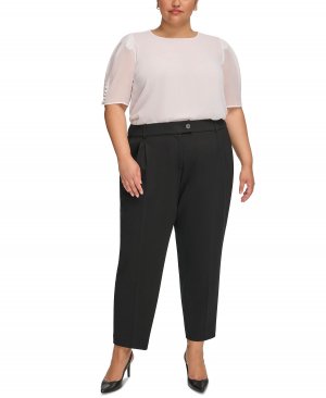 Укороченные брюки до щиколотки со складками спереди больших размеров , черный Calvin Klein