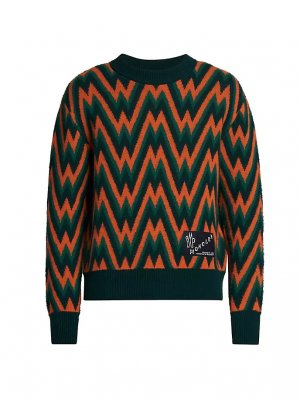 Мужской шерстяной свитер интарсии , цвет green orange Moncler