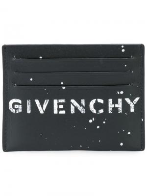 Визитница с логотипом Givenchy. Цвет: черный