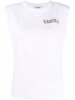 Love sleeveless T-shirt SANDRO. Цвет: белый