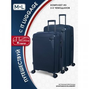 Комплект чемоданов IT Luggage, 2 шт., 161 л, размер M+, синий luggage. Цвет: синий