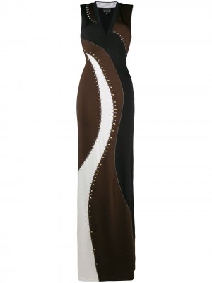 Stud-embellished panelled gown Just Cavalli. Цвет: коричневый