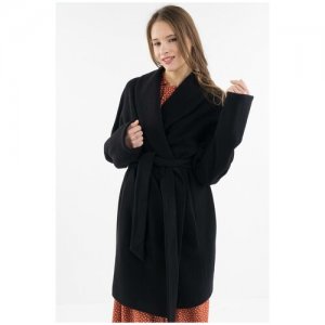 Пальто с поясом из итальянской шерсти C72009 Черный 46 La Vida Rica. Цвет: черный