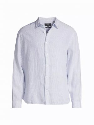 Полосатая льняная рубашка с длинными рукавами и пуговицами спереди , цвет rivera off white Vince