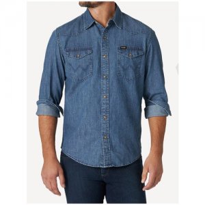 Рубашка джинсовая Western Mid Tint (XXL) Wrangler. Цвет: синий
