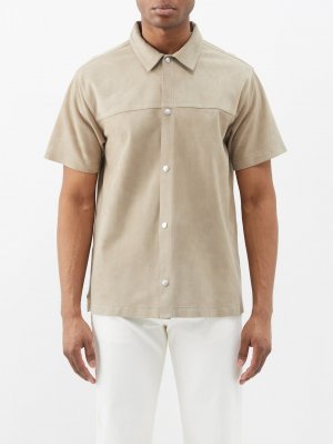 Замшевая рубашка с короткими рукавами на кнопках FRAME, бежевый Frame