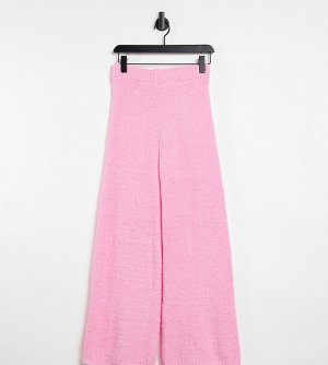 Широкие вязаные домашние брюки розового цвета (от комплекта) -Розовый цвет Missguided Petite