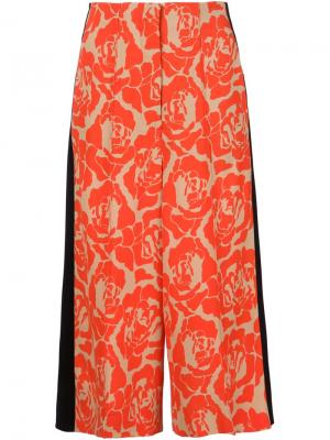 Укороченные брюки с цветочным принтом Jonathan Saunders. Цвет: жёлтый и оранжевый