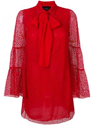 Платье с кружевом и бантом Giambattista Valli. Цвет: красный